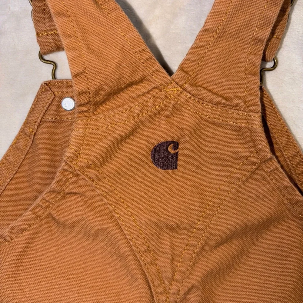 Carhartt Kids 18M Duck Brown Canvas Bib Overalls Double Knee Workwear RN 13706